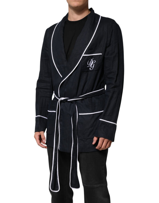 Dark Blue DG Embroidery Jacket Robe Blazer