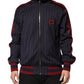 Blue Red Striped Logo Plaque Full Zip Jacket