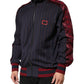 Blue Red Striped Logo Plaque Full Zip Jacket