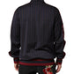 Blue Red Striped Logo Plaque Full Zip Jacket