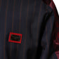 Blue Red Striped Logo Plaque Full Zip Jacket