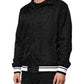 Black Jacquard Men Full Zip Bomber Sweater