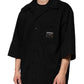 Black Short Sleeve Button Men Casual Shirt