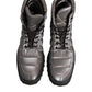 Silver Padded Mid Calf Lace Up Boots Shoes