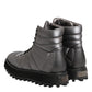 Silver Padded Mid Calf Lace Up Boots Shoes