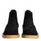 Black Calf Suede Slip On Ankle Boots Shoes