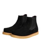 Black Calf Suede Slip On Ankle Boots Shoes