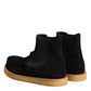 Black Calf Suede Slip On Ankle Boots Shoes