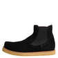 Black Calf Suede Slip On Ankle Boots Shoes