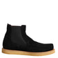 Black Calf Suede Slip On Ankle Boots Shoes