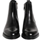 Black Chelsea Leather Mid Calf Boots Shoes