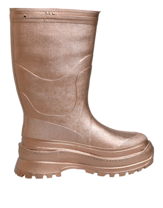 Metallic Gold Pull On Rain Boots Shoes