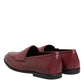 Burgundy Leather Formal Slip On Shoes