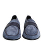 Blue Suede Leather Loafers Moccasin Shoes