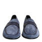 Blue Suede Leather Loafers Moccasin Shoes