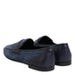 Blue Suede Leather Loafers Moccasin Shoes
