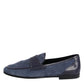 Blue Suede Leather Loafers Moccasin Shoes