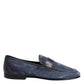 Blue Suede Leather Loafers Moccasin Shoes