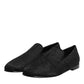 Black Floral Brocade Loafers Men Dress Shoes