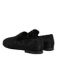 Black Floral Brocade Loafers Men Dress Shoes