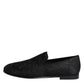 Black Floral Brocade Loafers Men Dress Shoes