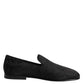 Black Floral Brocade Loafers Men Dress Shoes