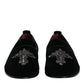 Black Suede Cross Slip On Loafers Dress Shoes
