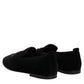 Black Suede Cross Slip On Loafers Dress Shoes