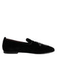 Black Suede Cross Slip On Loafers Dress Shoes