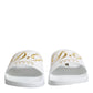 White Leather Slides Sandals Beachwear Shoes