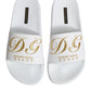 White Leather Slides Sandals Beachwear Shoes