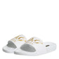 White Leather Slides Sandals Beachwear Shoes