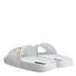 White Leather Slides Sandals Beachwear Shoes