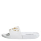 White Leather Slides Sandals Beachwear Shoes