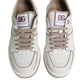 White Brown Leather Low Top Men Sneakers Shoes