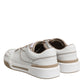 White Brown Leather Low Top Men Sneakers Shoes