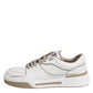 White Brown Leather Low Top Men Sneakers Shoes