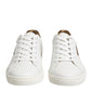 White Brown Leather Low Top Men Sneakers Shoes
