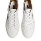 White Brown Leather Low Top Men Sneakers Shoes
