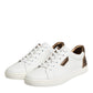 White Brown Leather Low Top Men Sneakers Shoes