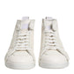 White Leather Mid Top Sneakers Shoes