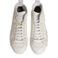 White Leather Mid Top Sneakers Shoes