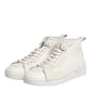 White Leather Mid Top Sneakers Shoes