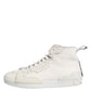White Leather Mid Top Sneakers Shoes