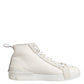 White Leather Mid Top Sneakers Shoes