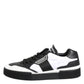 Black White Leather MIAMI Low Top Sneakers Shoes