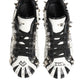 White Studded Printed Low Top Sneakers Shoes