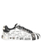 White Studded Printed Low Top Sneakers Shoes