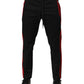 Red Stripe Cotton Logo Jogger Sweatpants Pants