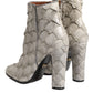 Off White Leather Heels Ankle Boots Shoes
